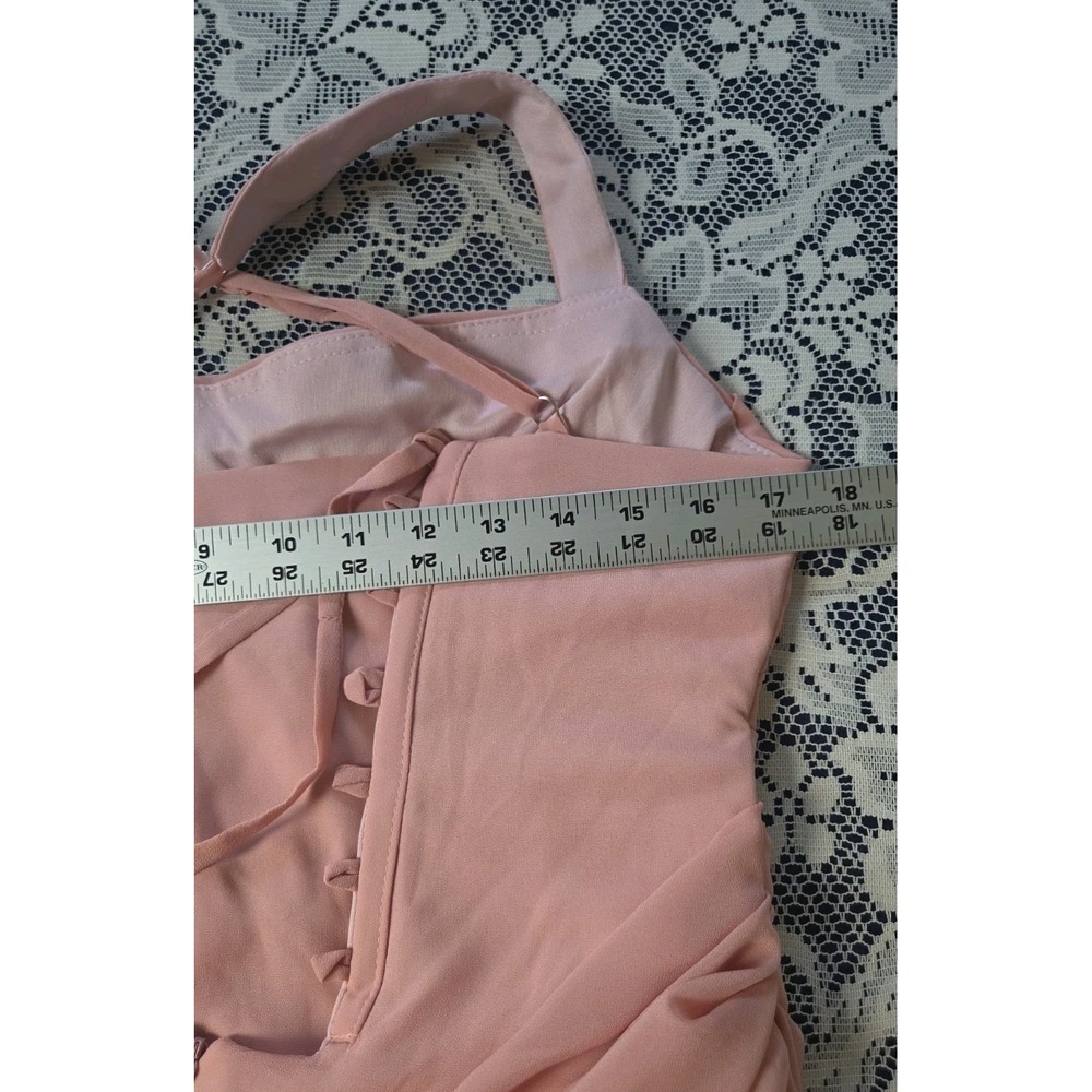 Pink Chiffon Maxi Dress 8 Corset Sleeveless Adjustable Straps Ruched Flowy NWOT - Picture 4 of 8